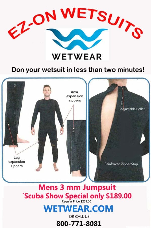 This image portrays Wetwear EZ-ON Wetsuits Atlantis EZ-ON Jumpsuit by Scuba Show | June 1 & 2, 2024.