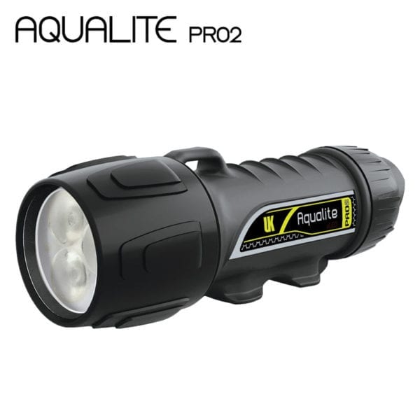 This image portrays Underwater Kinetics Aqualite PRO2 Dive and Video Light by Scuba Show | June 1 & 2, 2024.