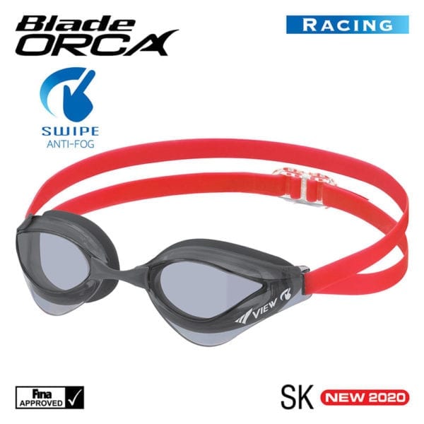 This image portrays VIEW SWIPE V230ASAC Blade ORCA Racing Goggles by Scuba Show | June 1 & 2, 2024.