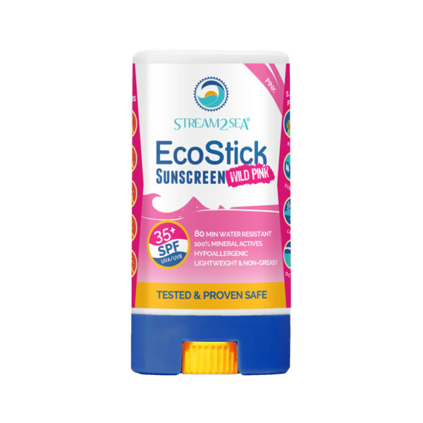 This image portrays Stream2Sea - EcoStick Sunscreen Wild Pink for Face and Body SPF 35+ by Scuba Show | June 3 & 4, 2023.