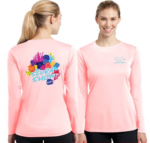This image portrays 2023 Scuba Show Performance Long Sleeve Shirt by Scuba Show | June 1 & 2, 2024.